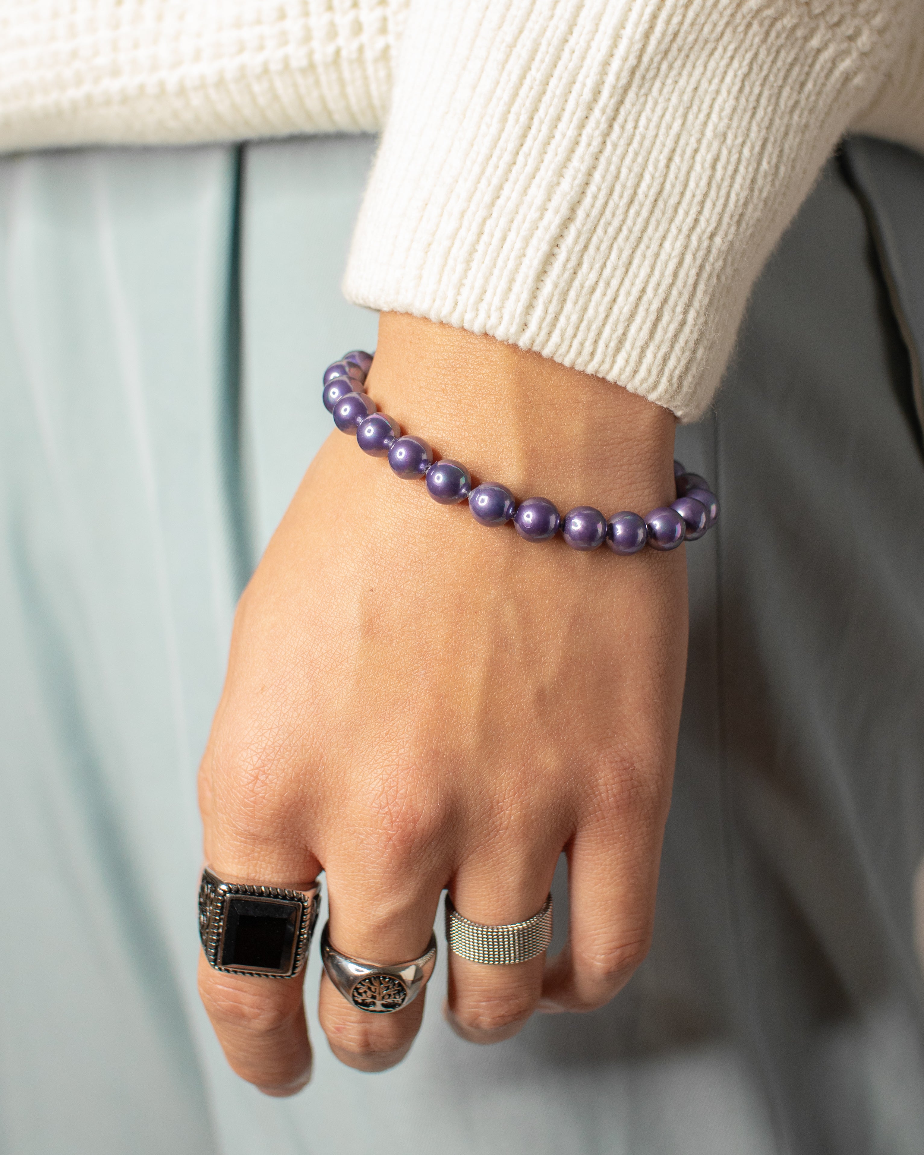 Kuori Perlen Armband Lila