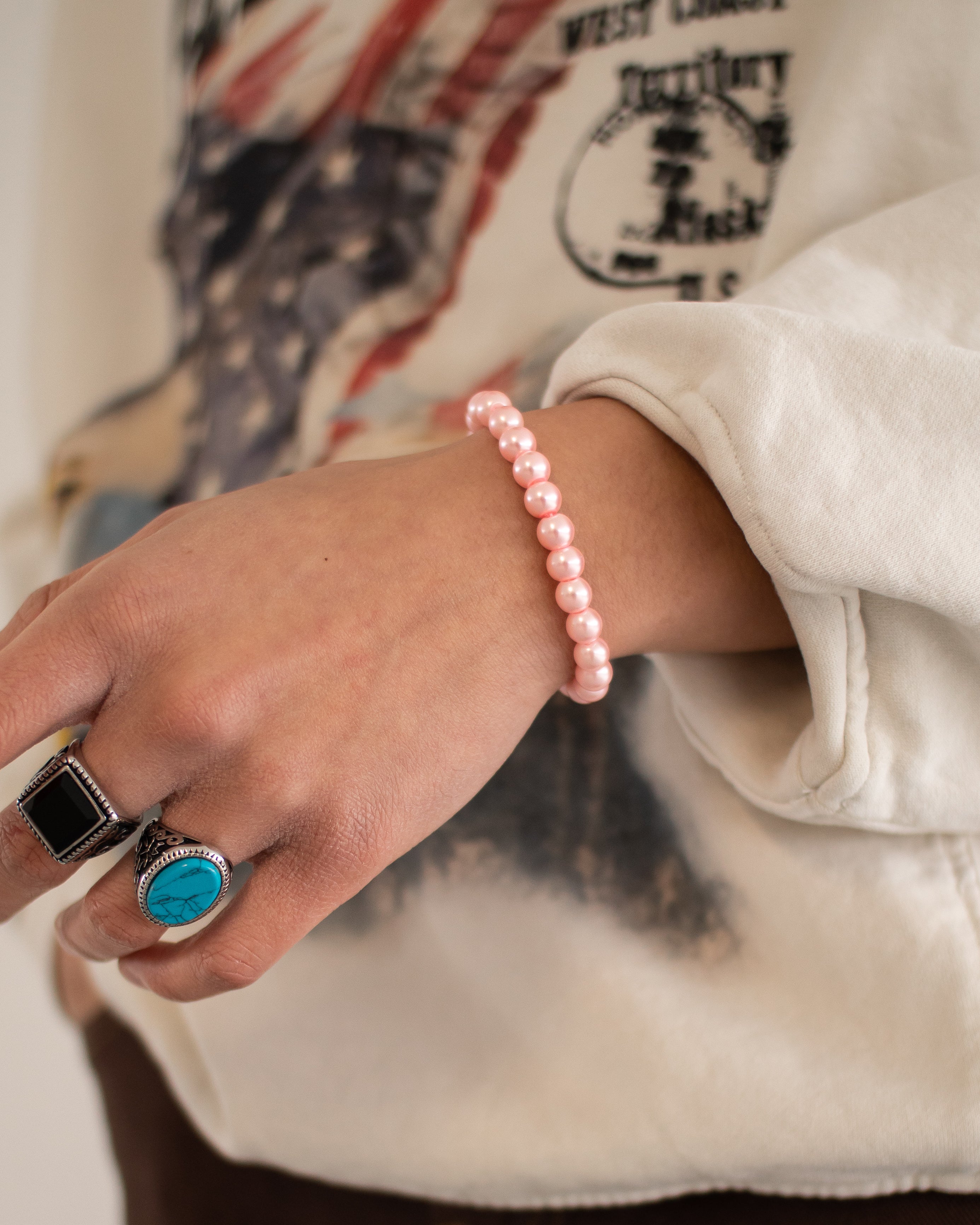 Kaviar Perlen Armband Pink