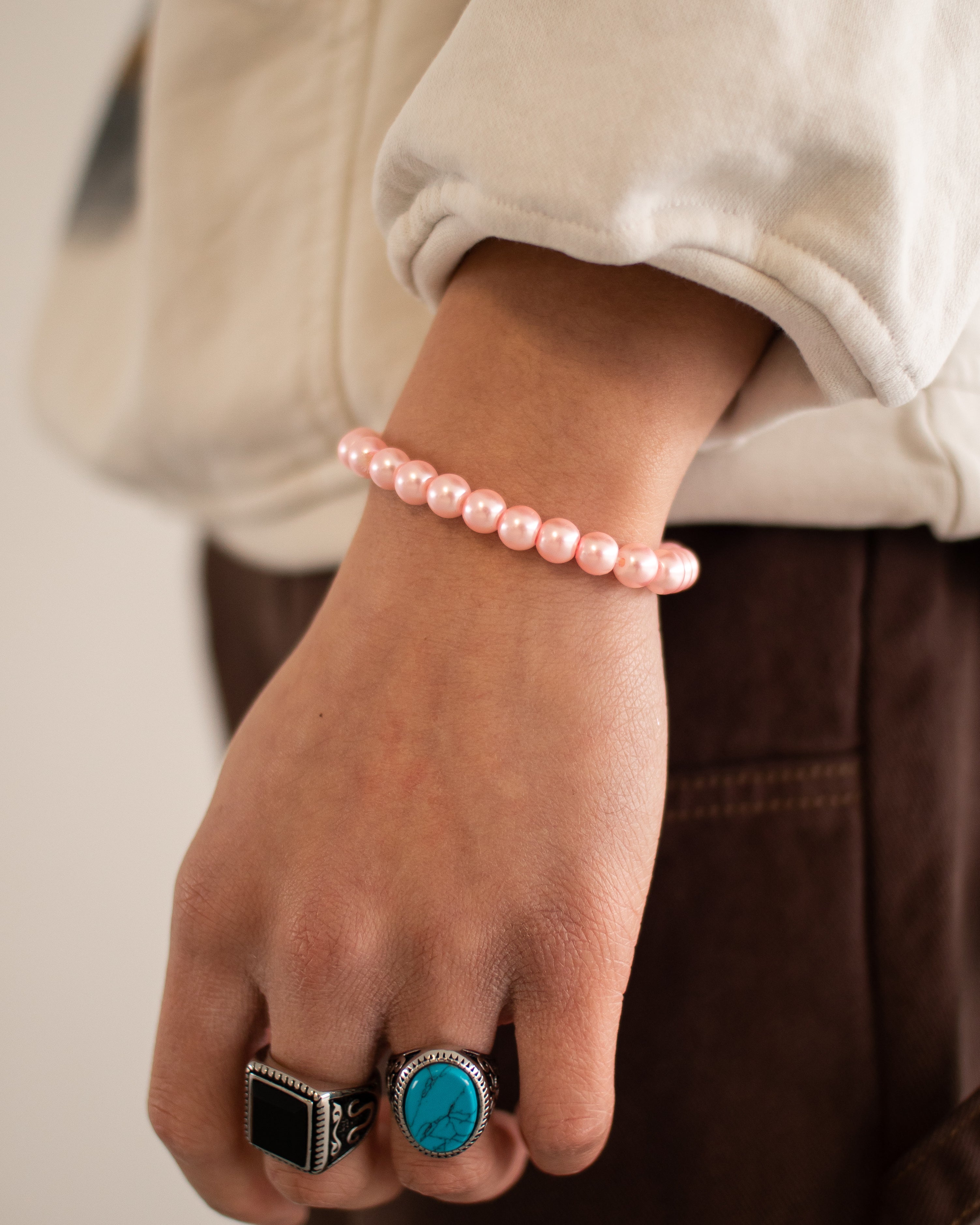 Kaviar Perlen Armband Pink
